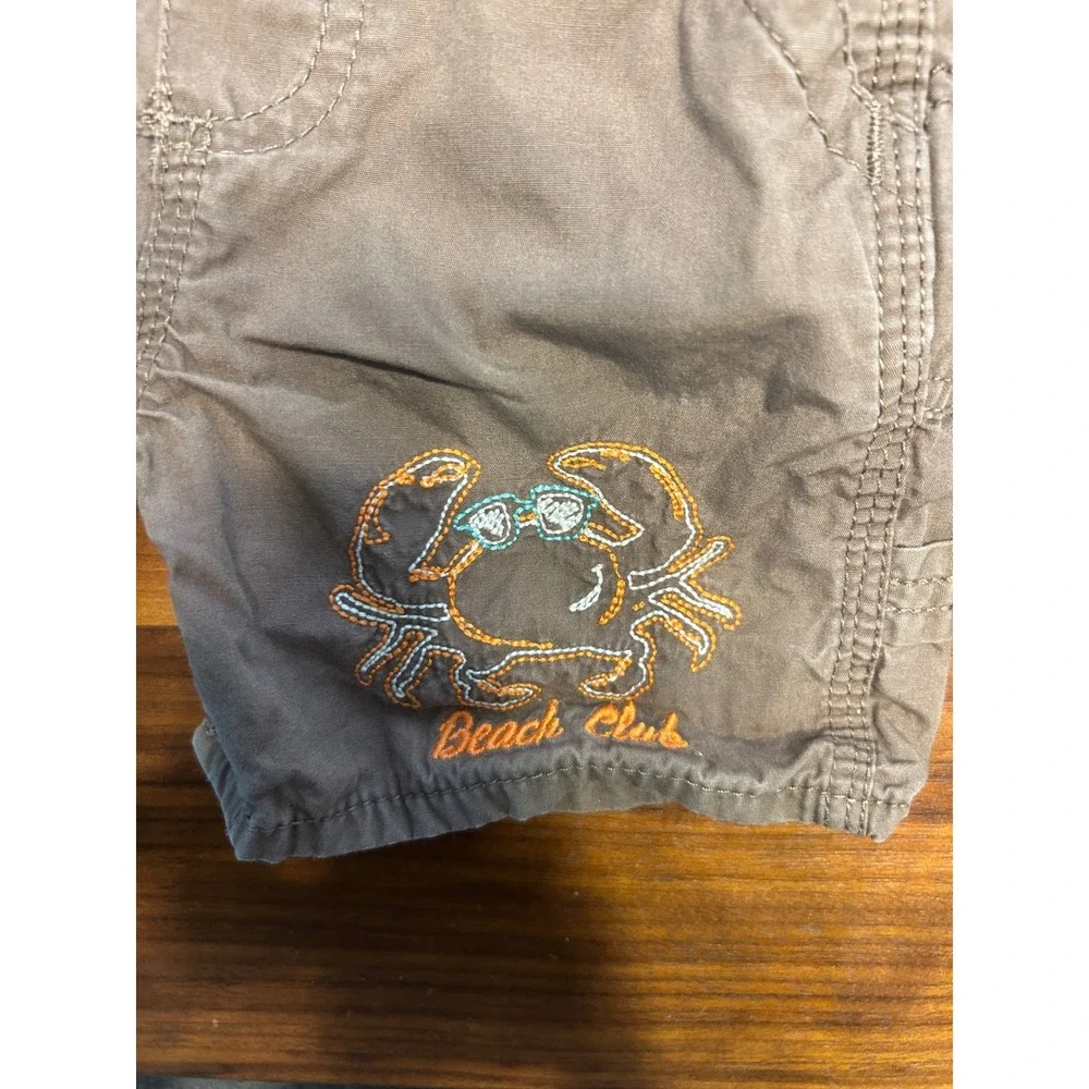 OshKosh B'gosh Baby Boys 9M Shortalls Set Brown Crab Olive Ranger Overalls 2pc